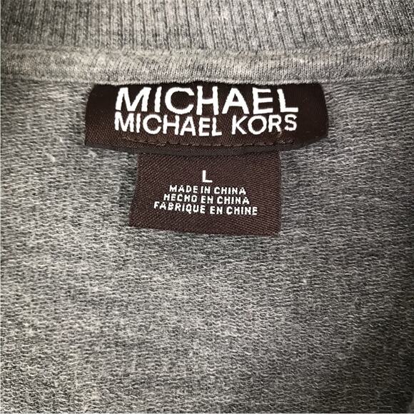 MICHAEL KORS Cardigan Men L Knit Gray Embroidered Logo Full Zip Stylish Y2K 20's - Picture 8 of 10